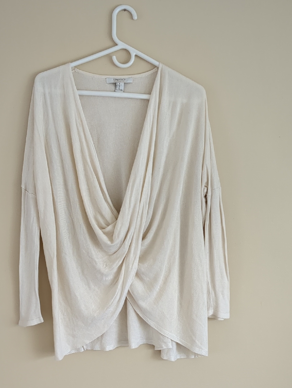 XS Cream Draped Oversized Forever 21 Sweater Top
